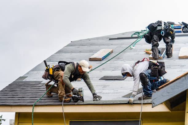 Professional Roofing technician working in Burt, MI